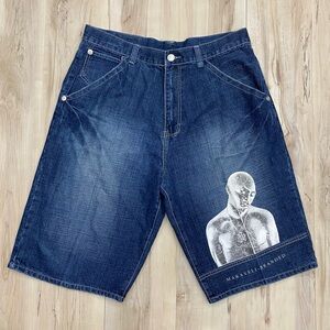 VIntage Makaveli Jeans Men’s 38 Tupac 2pac Blue Denim Jean Shorts Jorts 90s